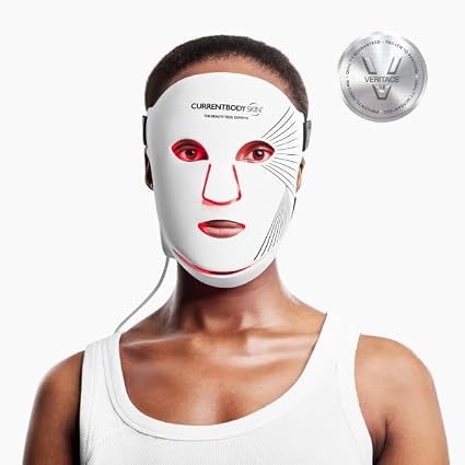 CurrentBody Red Light Therapy LED Face Mask: Series 2 Advanced Anti-Aging, Reduce wrinkles, Best-fit coverage, All skin types, Cordless, Auto shut-off, 10-min session, Storage bag