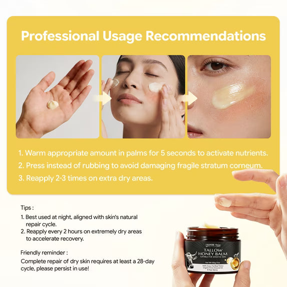 Lhopebk Nature Beef Tallow for Skin: Tallow Honey Balm Face Moisturizers (60g/2oz)